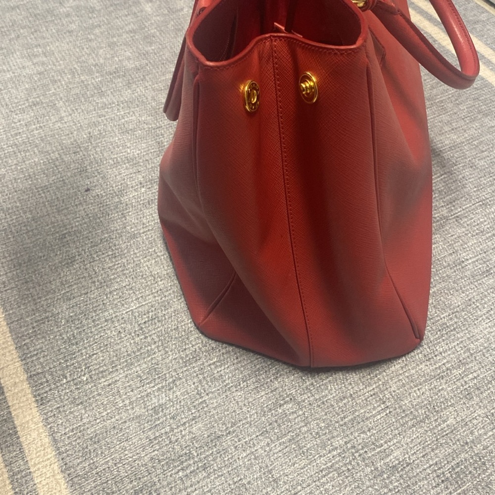 Prada Authentic Red Saffiano Leather Lux Classic Workbag Tote Handbag Bag Purse - Picture 10 of 16
